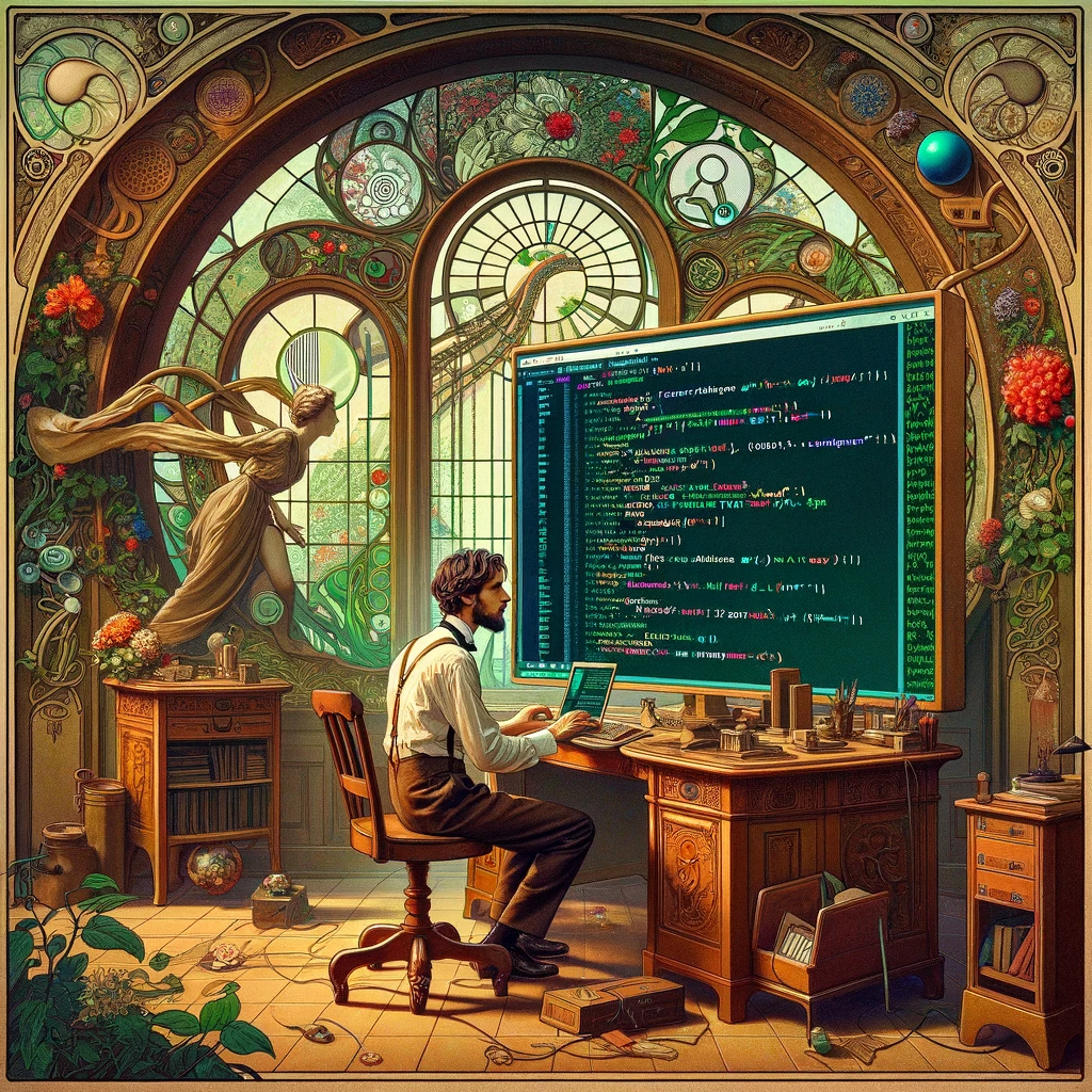 DALL·E-2024-01-03-10.40.17—Create-an-Art-Nouveau-painting-that-captures-the-moment-a-programmer-realizes-his-code-doesn’t-work-because-he-used-ChatGPT-to-write-it.-The-scene-is-.png