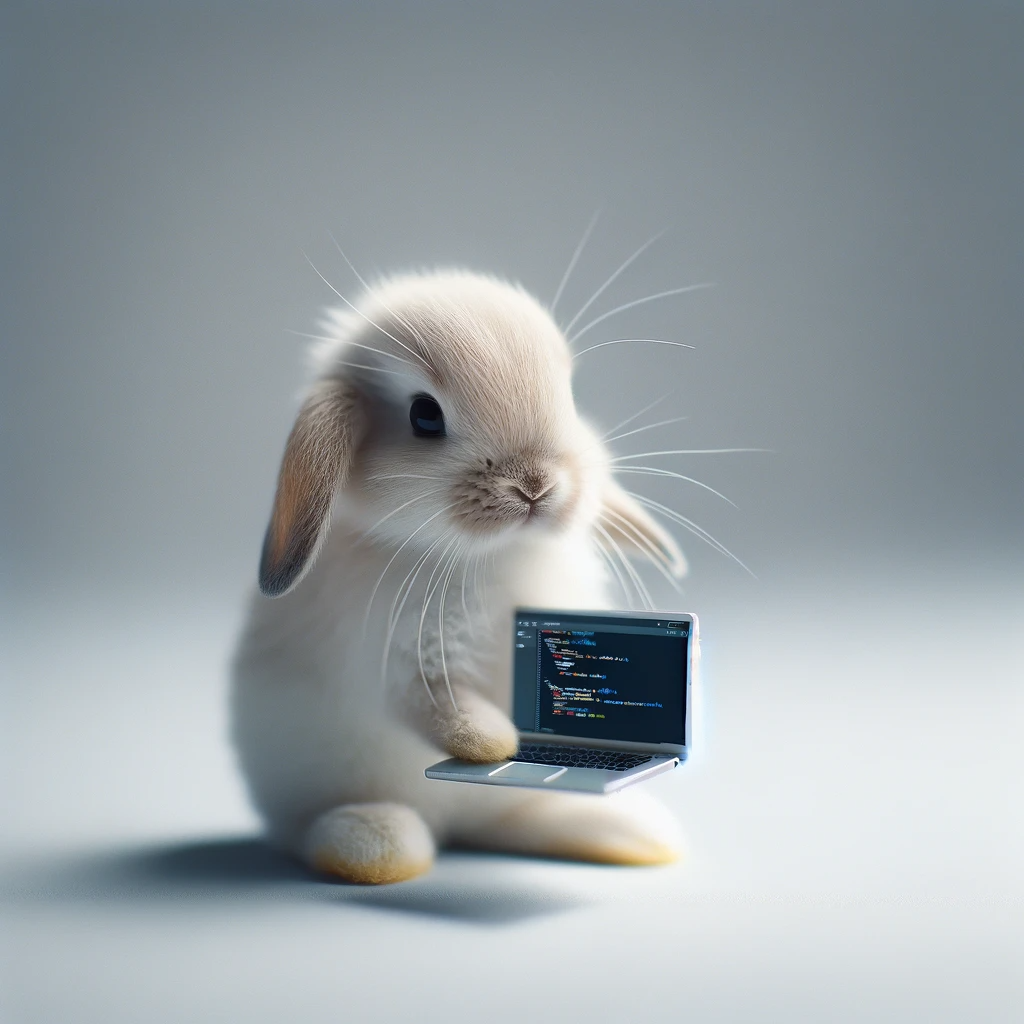 DALL·E-2024-01-04-12.46.18—A-minimalist-photograph-of-a-bunny-with-a-miniature-laptop.-The-image-should-focus-on-the-bunny-sitting-upright,-holding-a-tiny-laptop-in-its-paws.-Th.png