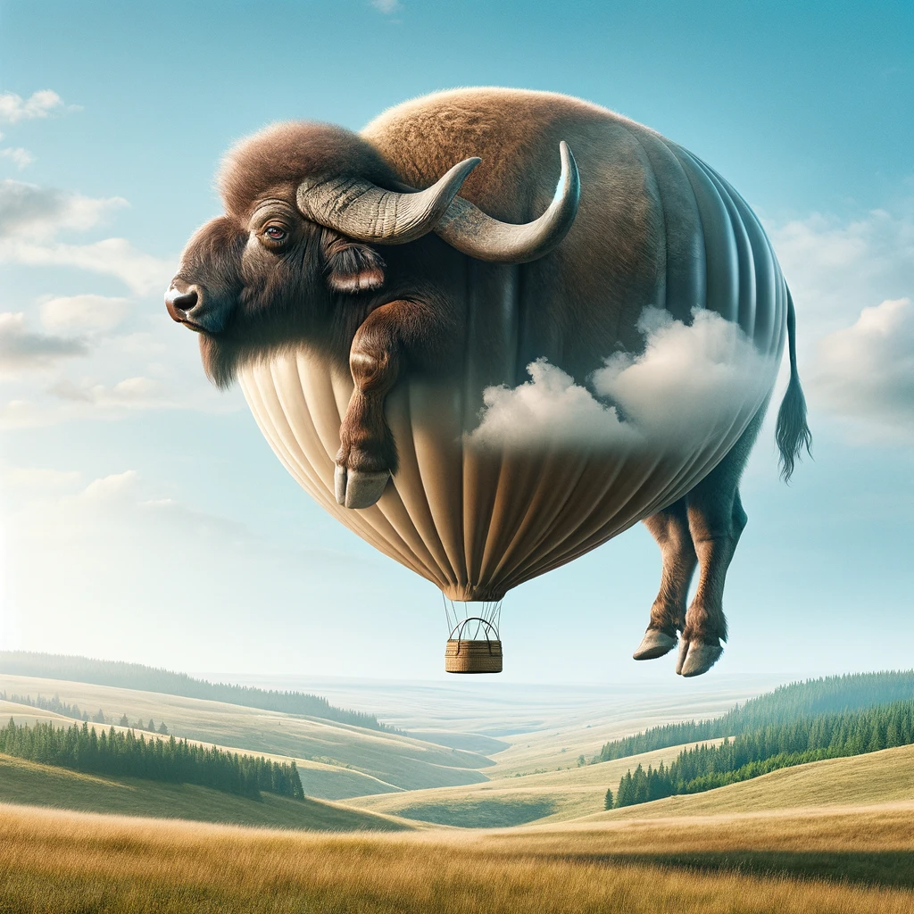 DALL·E-2024-01-15-15.40.17—A-Buffaloon_-a-buffalo-combined-with-a-balloon,-a-large,-floaty-creature-that-gently-drifts-across-the-plains.-This-surreal-image-depicts-the-buffalo-.png